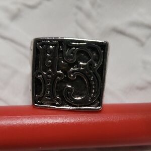 Men's Black Silver Ring